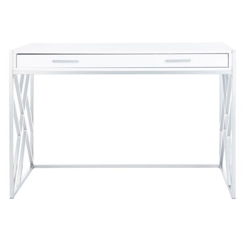 Safavieh - Elaine 1 Drawer Desk - White - Silver - DSK2201B