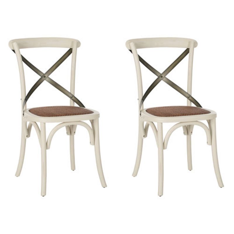 Safavieh - Eleanor X Back Side Chair - Antique White  (Set of 2) - AMH9501A-SET2