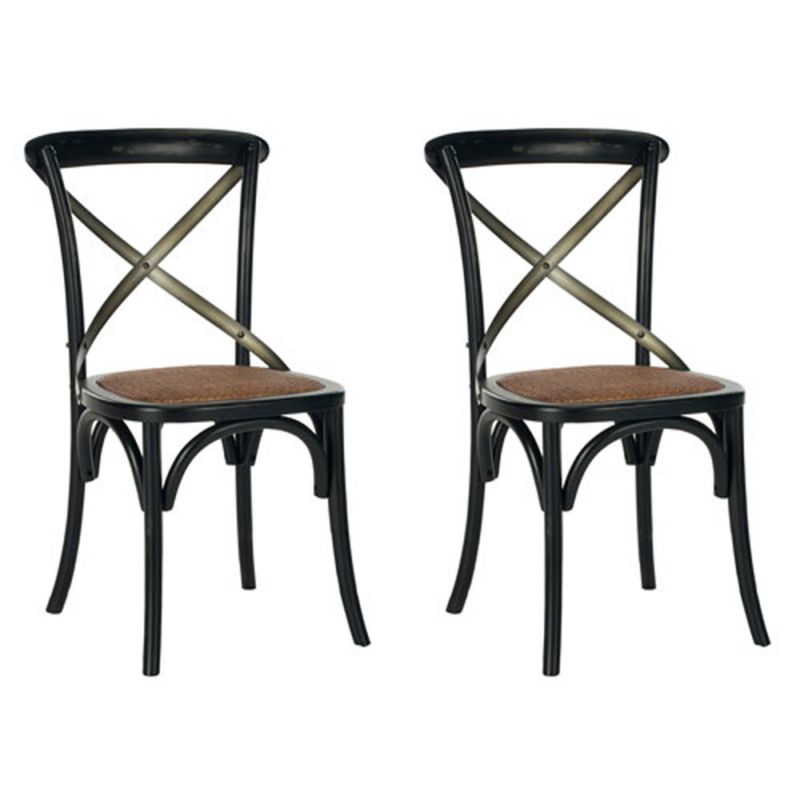Safavieh - Eleanor X Back Side Chair - Black  (Set of 2) - AMH9501B-SET2
