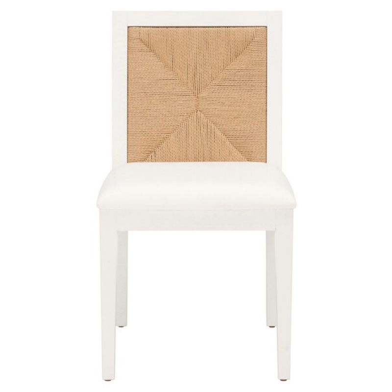 Safavieh - Couture - Emilio Woven Dining Chair - White - Natural  (Set of 2) - SFV4123C-SET2