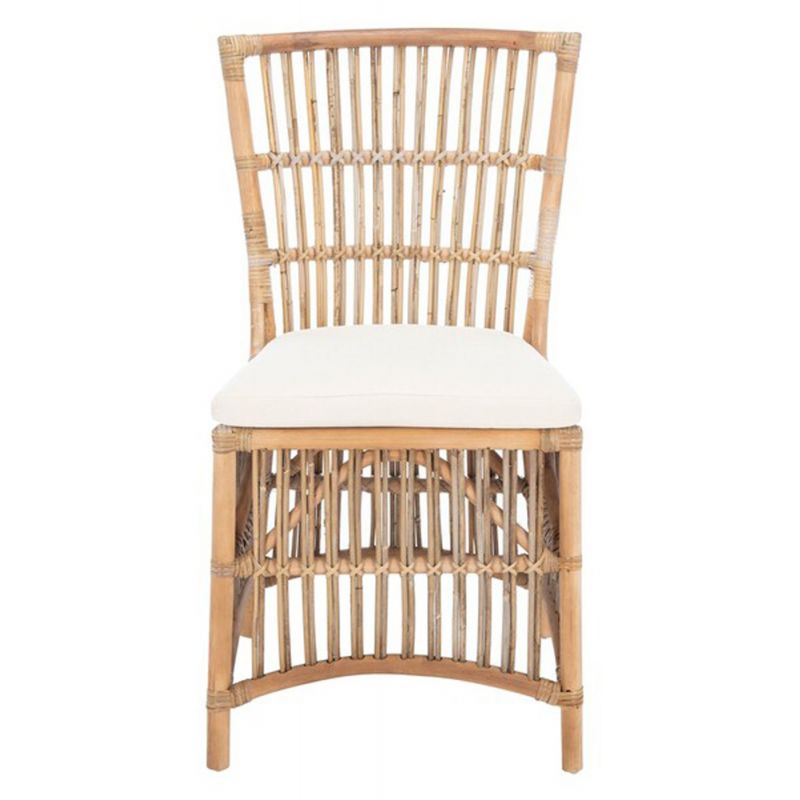 Safavieh - Erika Rattan Acct Chair W/Cush - White - Natural Unfinished  (Set of 2) - ACH6511A-SET2