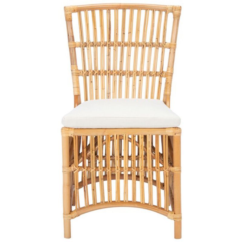 Safavieh - Erika Rattan Acct Chair W/Cush - White - Natural  (Set of 2) - ACH6511B-SET2
