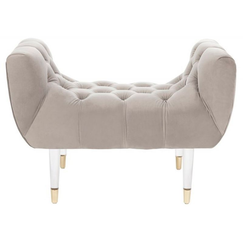 Safavieh - Couture - Eugenie Tufted Velvet Bench - Pale Taupe - Gold - SFV4705A
