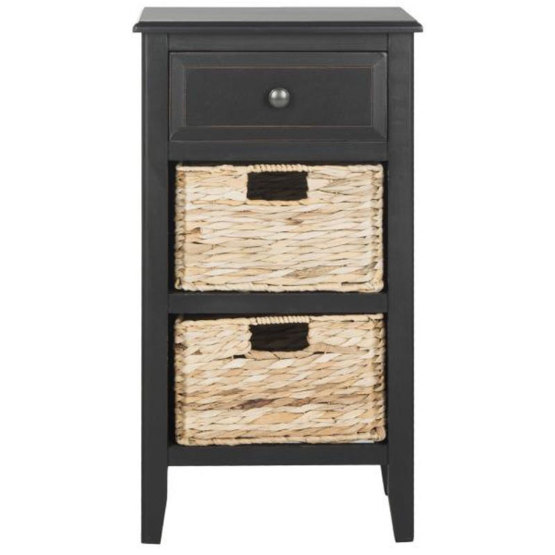 Safavieh - Everly Drawer Side Table - Distressed Black  - AMH5743A