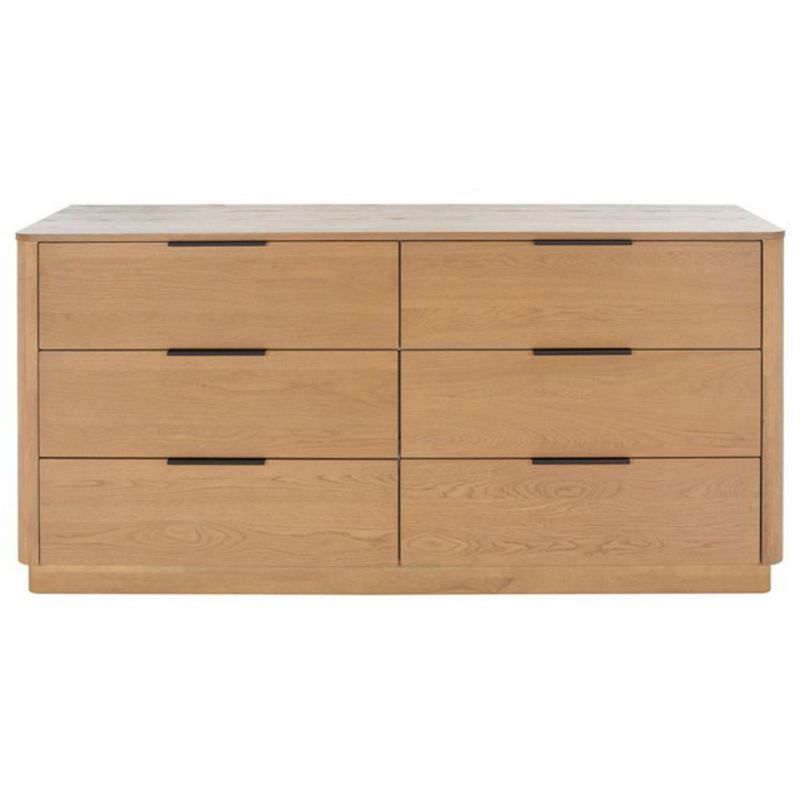 Safavieh - Couture - Gabrietta 6 Drawer Wood Dresser - Natural - Black - SFV2141A