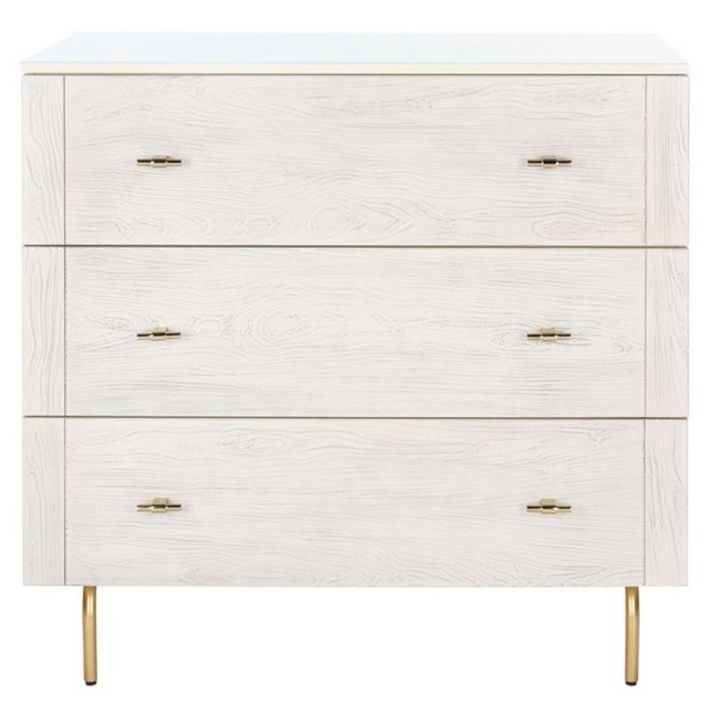 Safavieh - Genevieve 3 Drawer Dresser - Cream - White Washed - DRS5000E