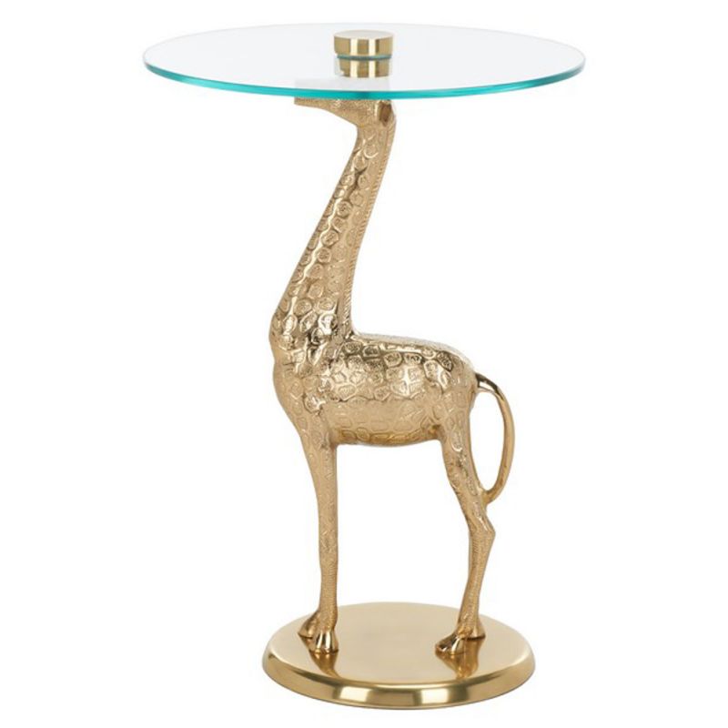 Safavieh - Gillard Giraffe Base Accent Table - Gold - Glass - ACC4611A