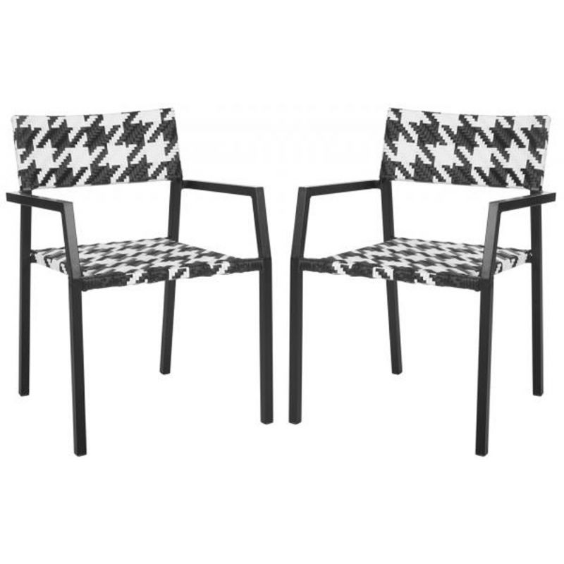 Safavieh - Halden Stackable Chair - White - Black  (Set of 2) - PAT4001A-SET2