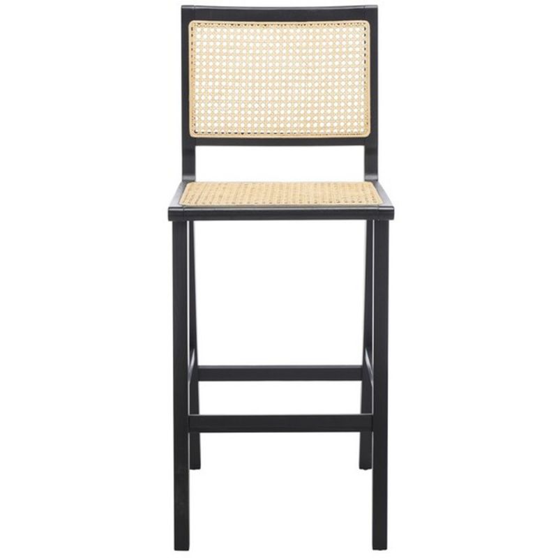 Safavieh - Couture - Hattie French Cane Barstool - Black - Natural - SFV4140A