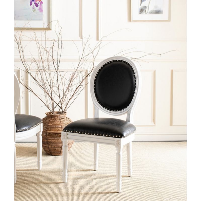 Safavieh - Holloway Oval Side Chair - Black - Creme  (Set of 2) - FOX6228E-SET2