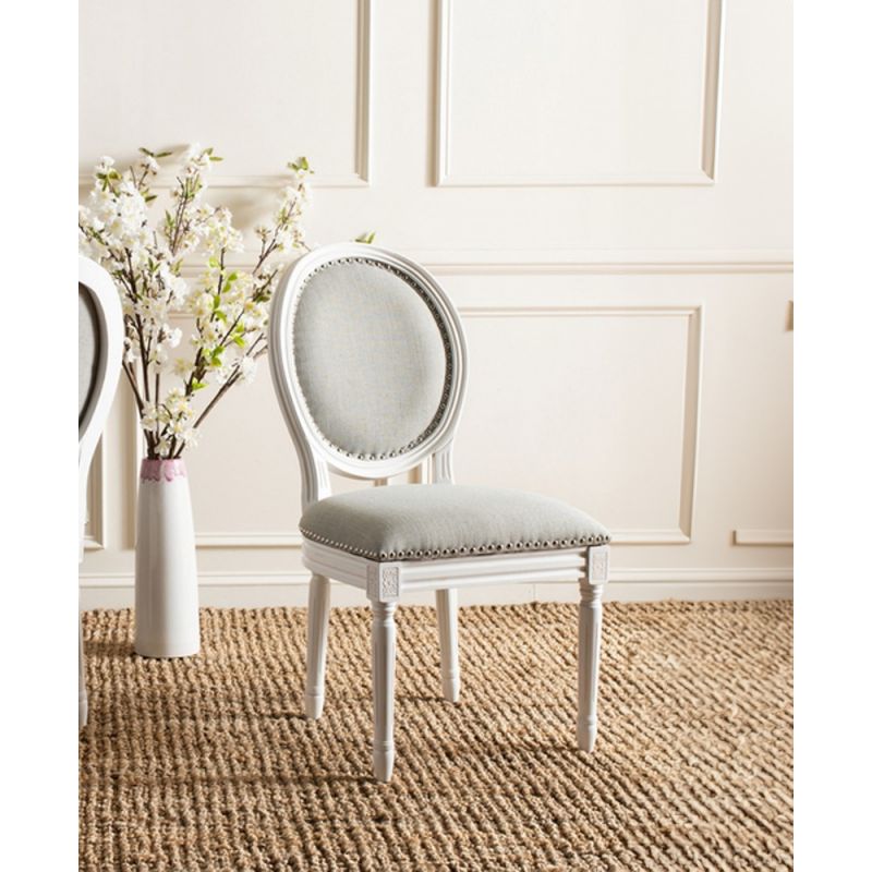 Safavieh - Holloway Oval Side Chair - Light Grey - Cream  (Set of 2) - FOX6228D-SET2