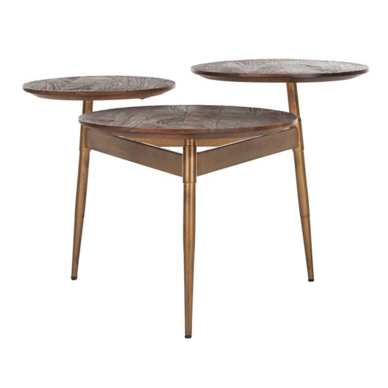 Safavieh - Ian 3 Circle Accent Table - Rustic Honey - Gold - ACC3702A