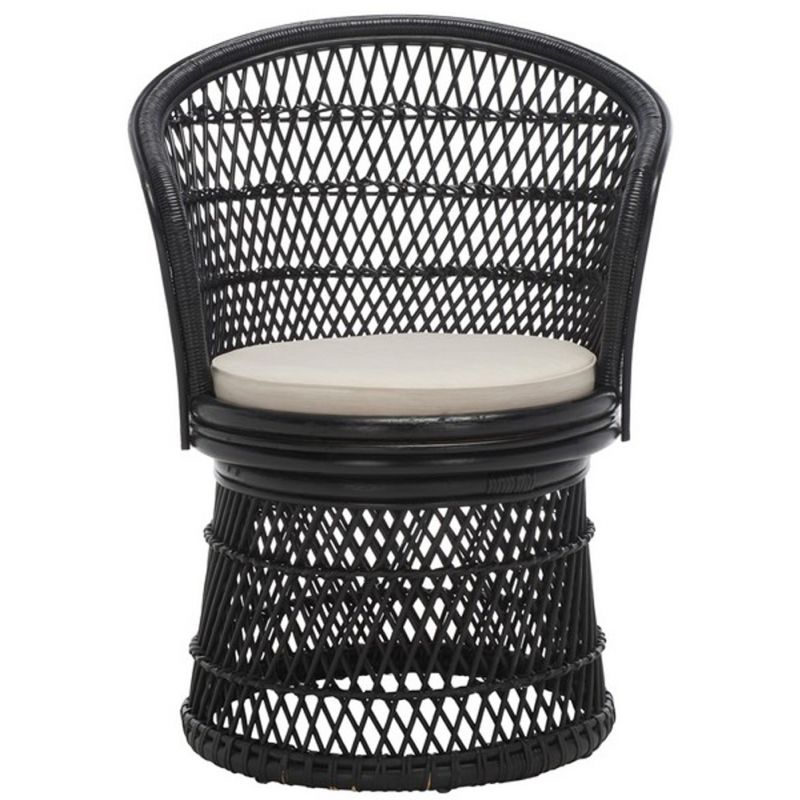 Safavieh - Iola Swivel Accnt Chair W/Cush - Black - White - SEA7043B
