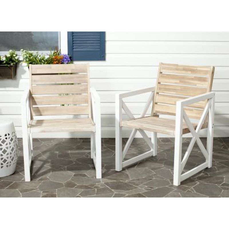 Safavieh - Irina Arm Chair - White - Oak  (Set of 2) - FOX6701B-SET2
