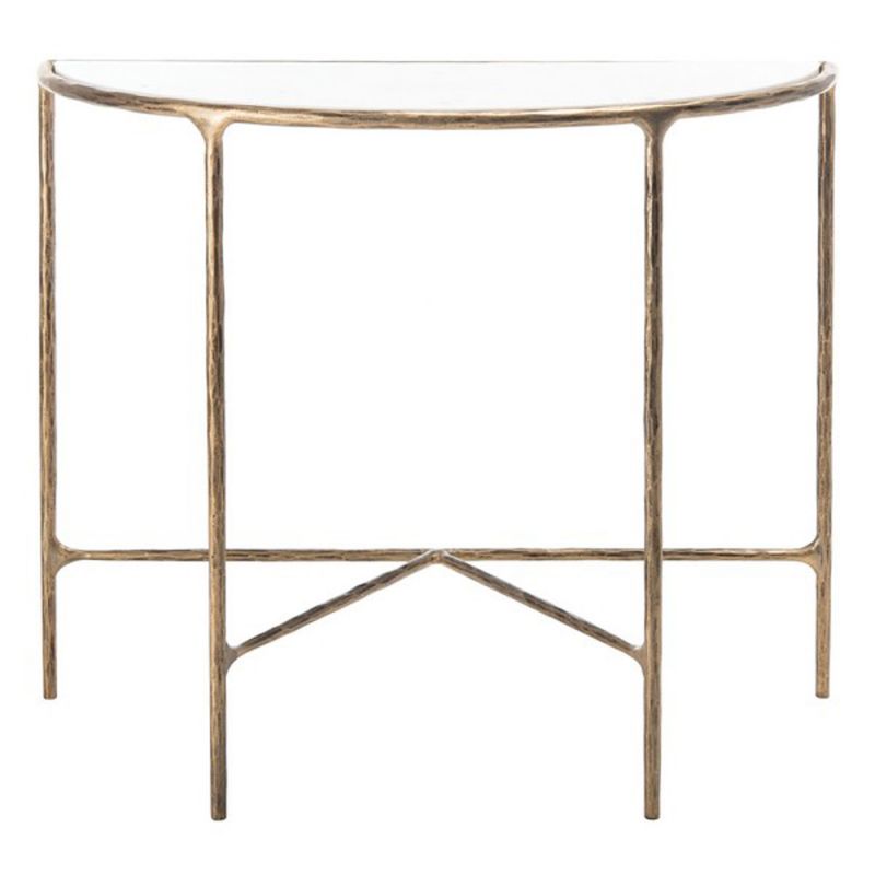 Safavieh - Couture - Jessa Forged Metal Console Table - White - Brass - SFV9506C