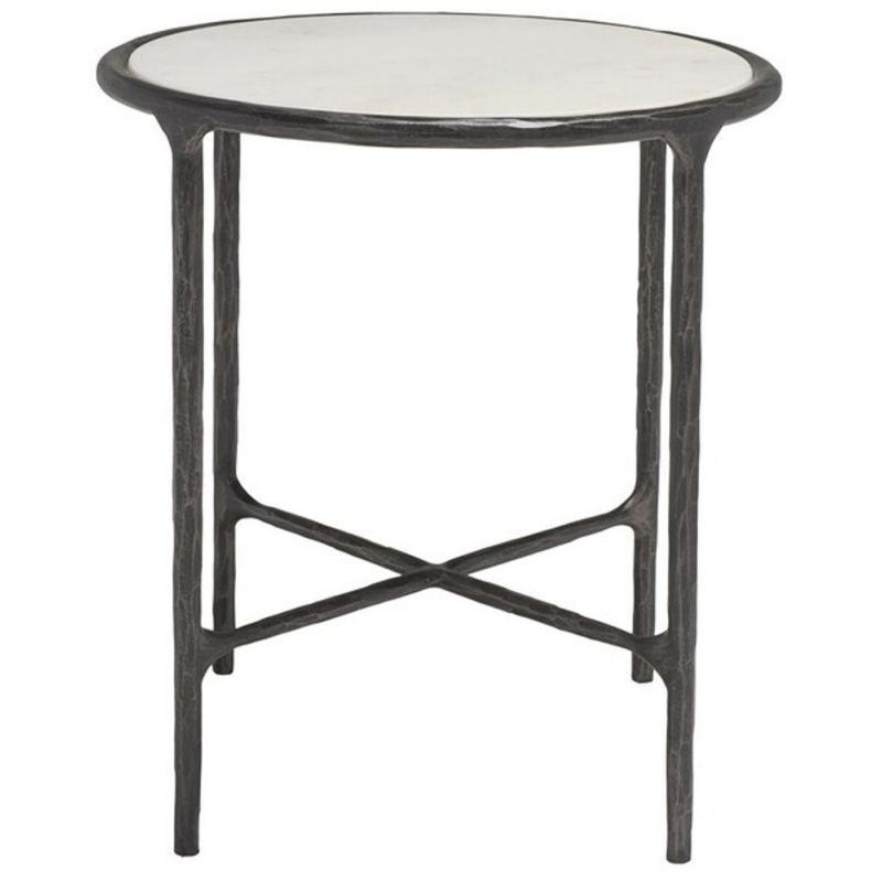 Safavieh - Couture - Jessa Metal Round End Table - Black - White - SFV9505D