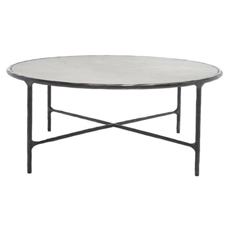 Safavieh - Couture - Jessa Round Metal Coffee Table - Black - White - SFV9501D