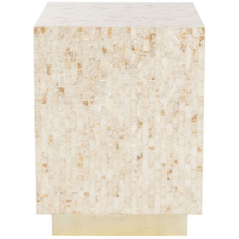 Safavieh - Juno Rect Mosaic Side Table - Multi Beige - Gold - TRB1009A