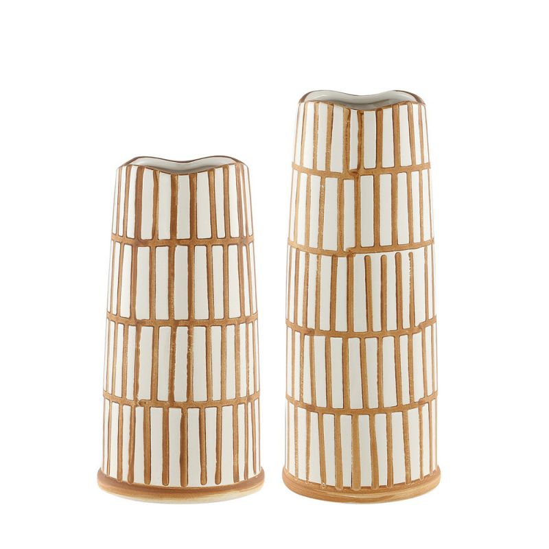 Safavieh - Kai Ceramic Vase - Light Orange - Cream  (Set of 2) - RDC4006A-SET2