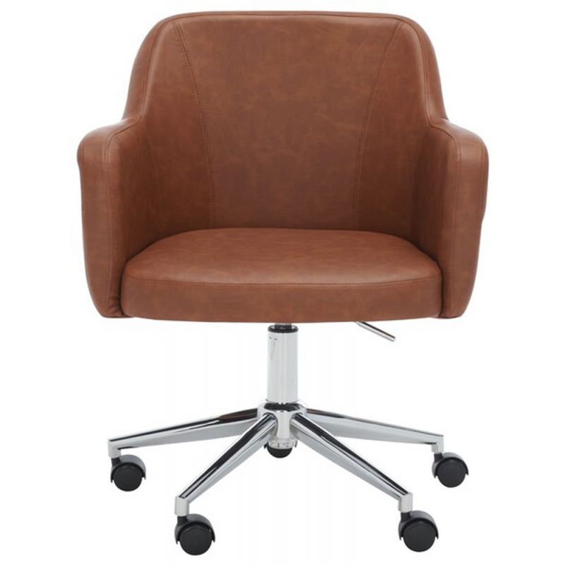 Safavieh - Kains Swivel Office Chair - Brown - Chrome - OCH2000B