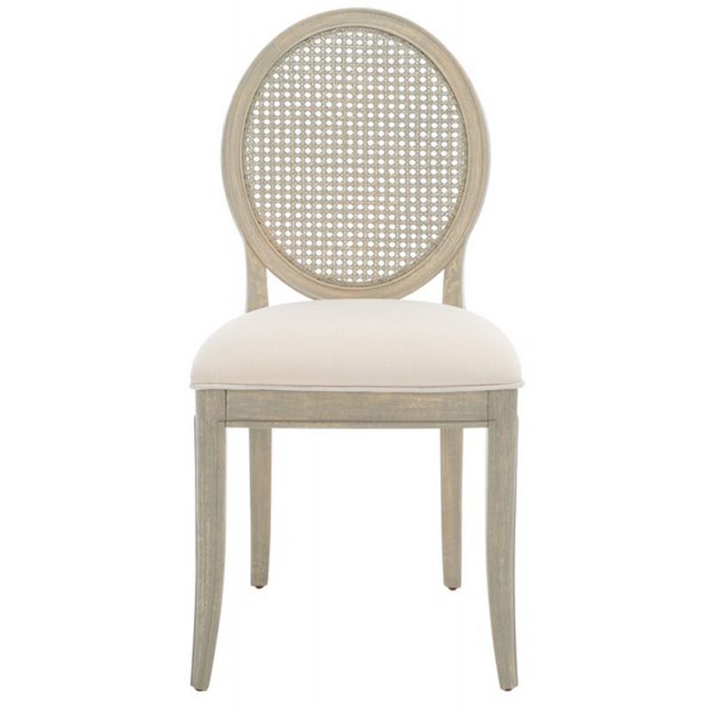 Safavieh - Couture - Karlee Rattan Back Dining Chair - Beige - Rustic Grey  (Set of 2) - SFV2130A-SET2