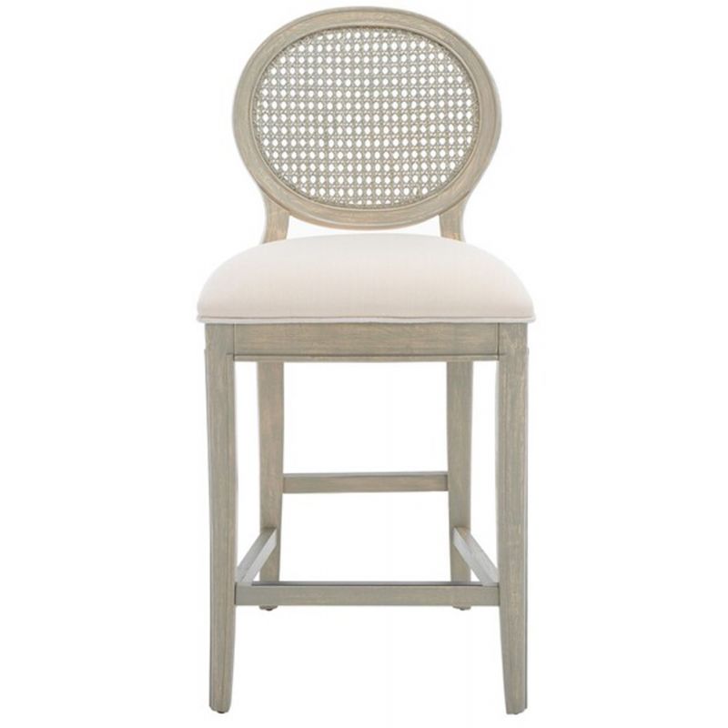 Safavieh - Couture - Karlee Rattan  Counter Stool - Beige - Rustic Grey  (Set of 2) - SFV2131A-SET2