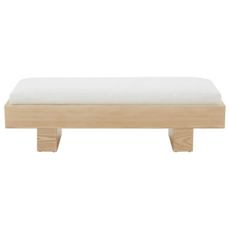 Safavieh - Couture - Karmen Wood Bench - White - Natural - SFV5086A