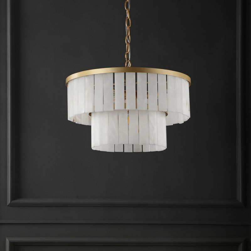 Safavieh - Couture - Kiandra Marble 2 Tier Chandelier - Gold - White - CTL1020A