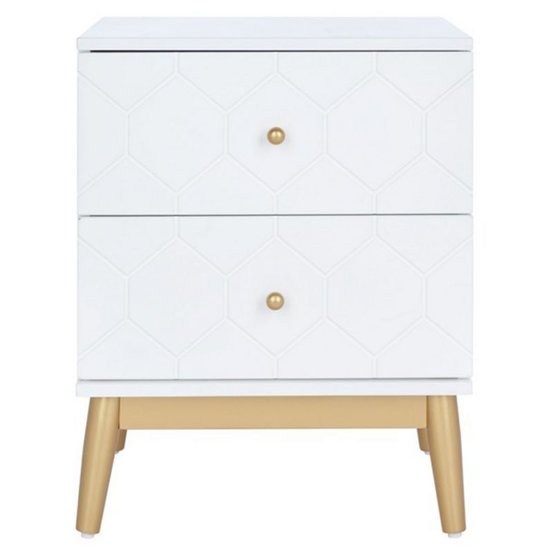 Safavieh - Kit 2Drw Patterned Night Stand - White - Gold - NST5010A