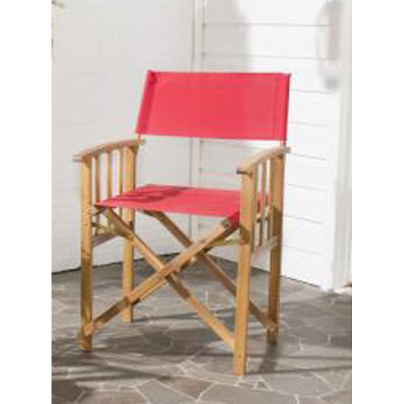 Safavieh - Laguna Director Chair - Natural - Red  (Set of 2) - PAT7004A-SET2