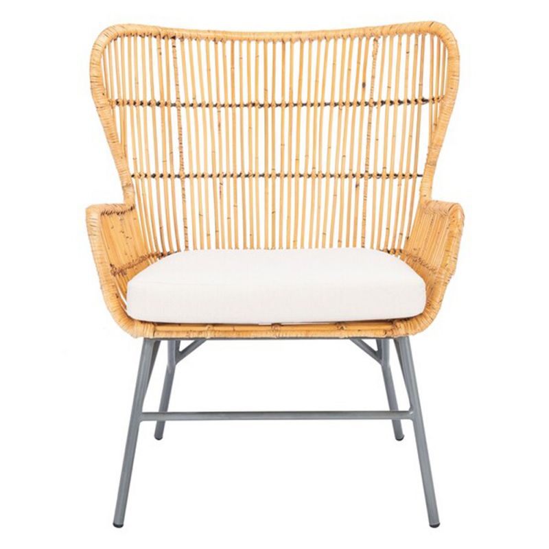 Safavieh - Lenu Rattan Acct Chair W/Cush - White - Natural - ACH6510B
