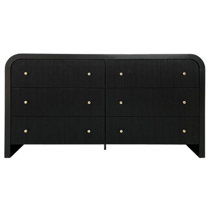 Safavieh - Couture - Liabella 6 Drw Curved Dresser - Black - Gold - SFV2144B