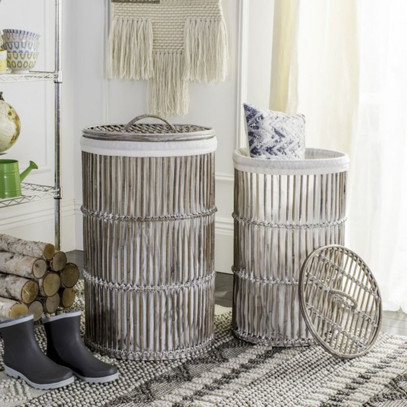 Safavieh - Libby Laundry Basket Set Of 2 - White - White Washed - HAC6502A
