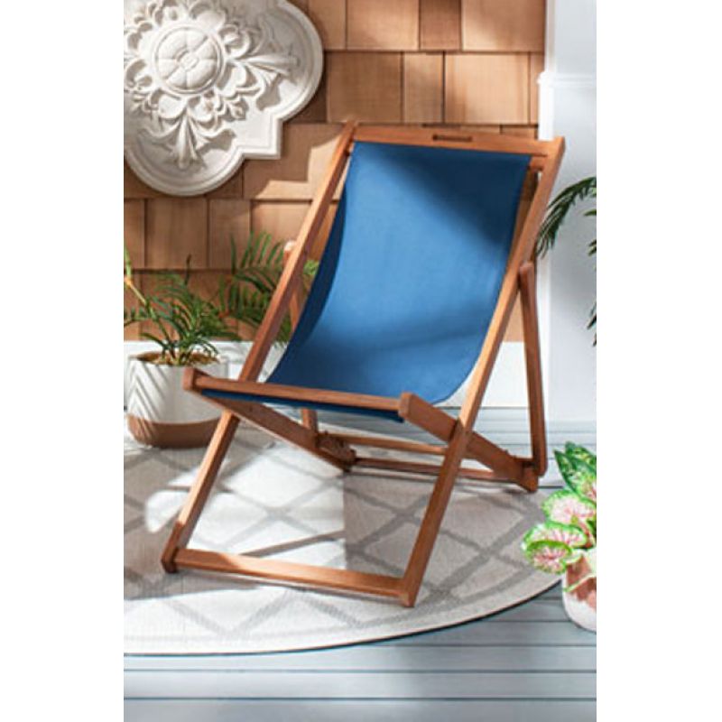 Safavieh - Loren Sling Chair - Natural - Navy  (Set of 2) - PAT7040D-SET2