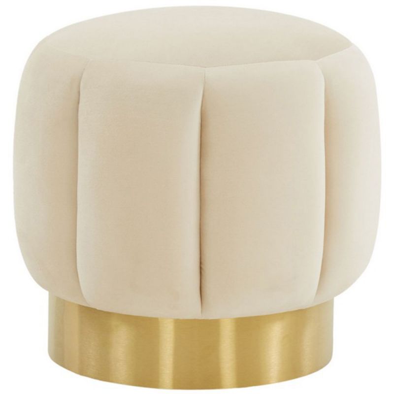 Safavieh - Couture - Maxine Channel Tufted Ottoman - Creme - Gold - SFV4707Q