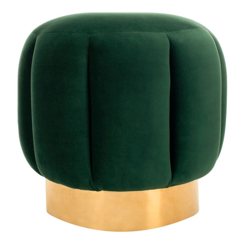 Safavieh - Couture - Maxine Channel Tufted Ottoman - Emerald - Gold - SFV4707D