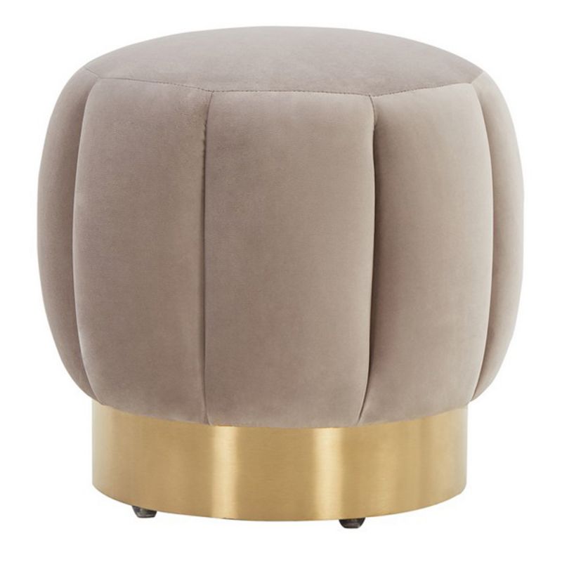 Safavieh - Couture - Maxine Channel Tufted Ottoman - Pale Taupe - Gold - SFV4707G