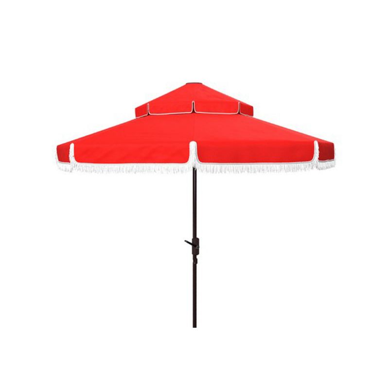 Safavieh - Milan  9Ft Double Top Umbrella - Red - PAT8208E