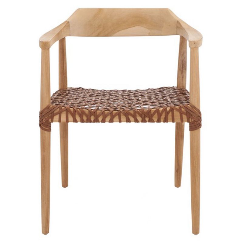Safavieh - Munro Lther Woven Accent Chair - Natural - Light Honey - ACH1005D
