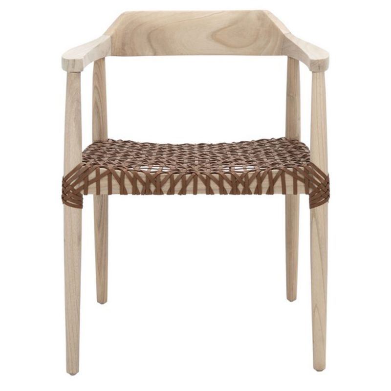 Safavieh - Munro Lther Woven Accent Chair - Natural - Light Honey - ACH1005E