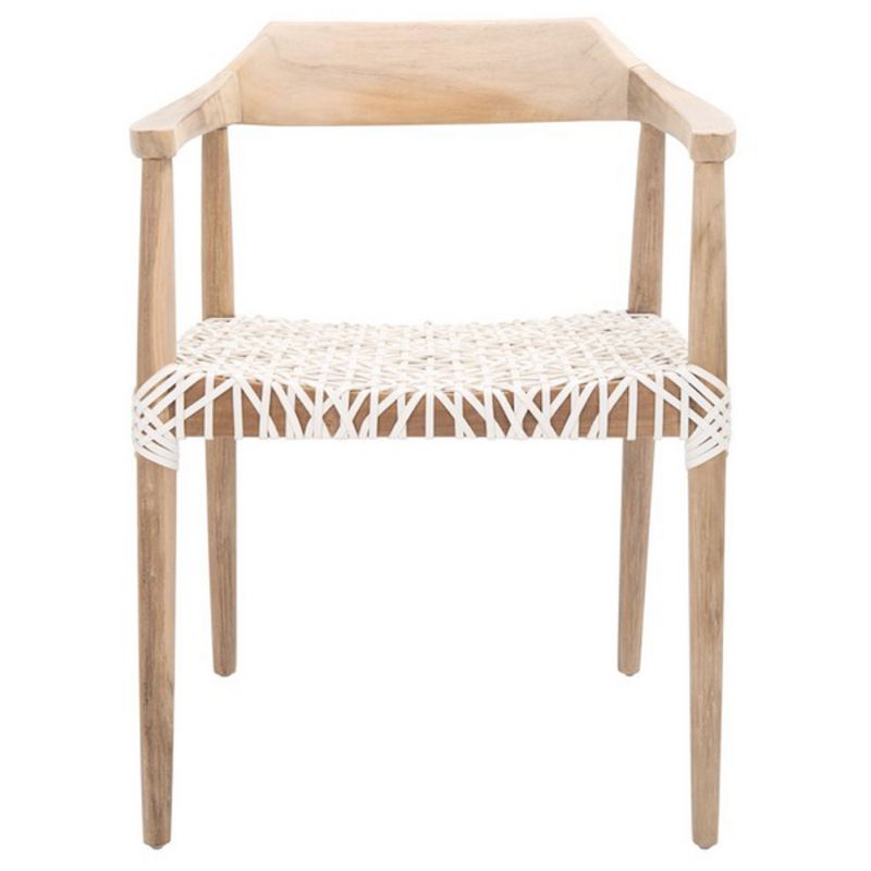 Safavieh - Munro Lther Woven Accent Chair - Natural - White - ACH1005A
