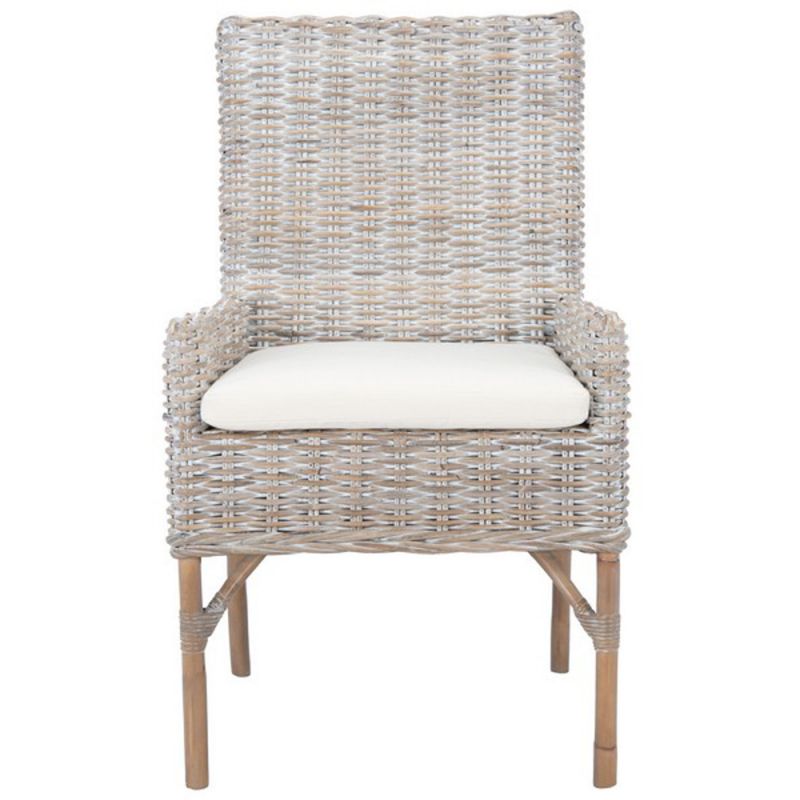 Safavieh - Nancy Rattan Acct Chair W/Cush - White - Grey White Wash - ACH6518A