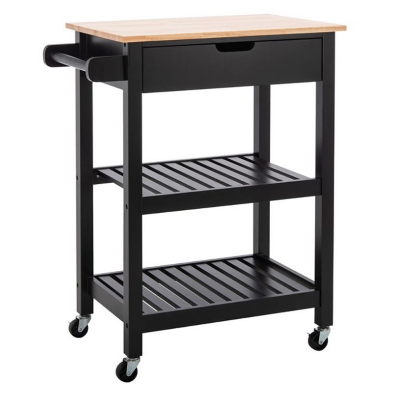 Safavieh - O'Neill 1 Drawer 2 Shelf Cart - Black - Natural - KCH8700A