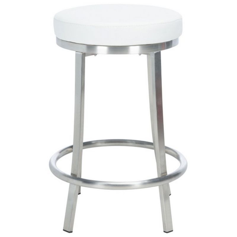 Safavieh - Obito Swivel Counter Stool - White - Brushed Nickle - BST3004A