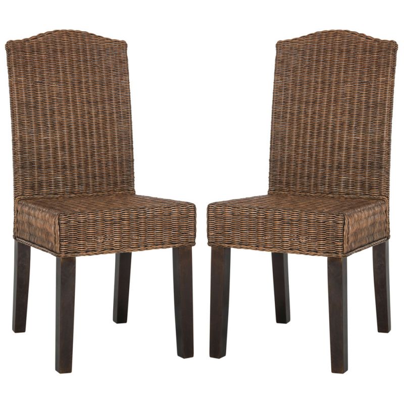 Safavieh - Odette Wicker Dining Chair - Brown - Multi  (Set of 2) - SEA8015C-SET2