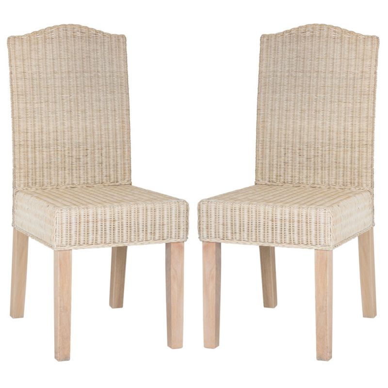 Safavieh - Odette Wicker Dining Chair - White Washed  (Set of 2) - SEA8015D-SET2