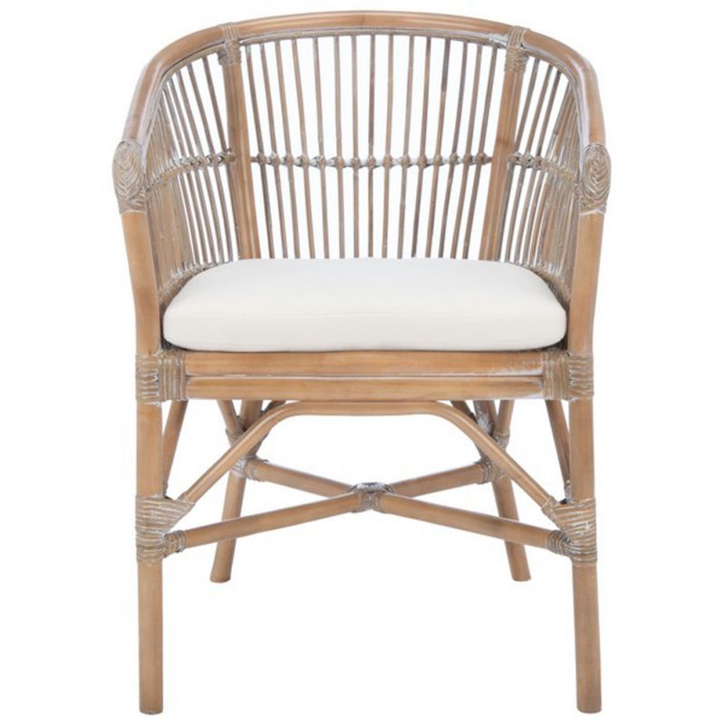 Safavieh - Olivia Rttn Acct Chair W/Cush - White - Grey White Wash - ACH6516B