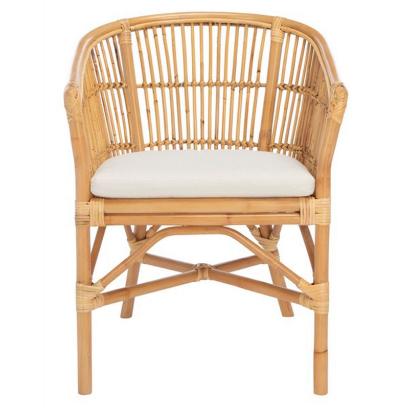 Safavieh - Olivia Rttn Acct Chair W/Cush - White - Natural - ACH6516A