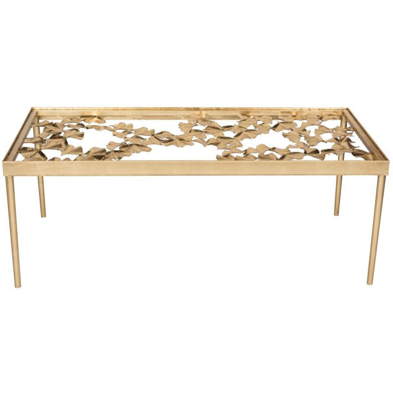 Safavieh - Otto Ginkgo Leaf Coffee Table - Gold - Clear - FOX2591A