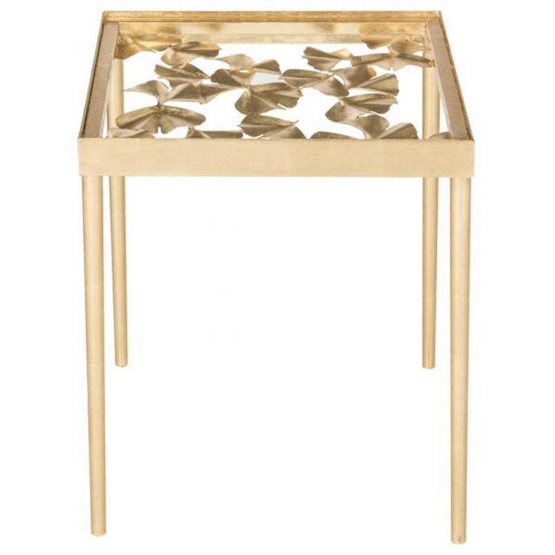Safavieh - Otto Ginko Leaf Side Table - Gold - Clear - FOX2595A
